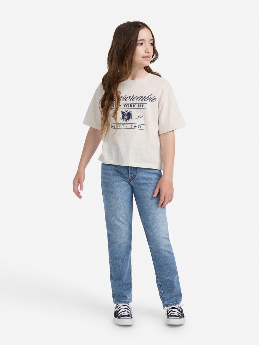 Girls Abercrombie High Rise Straight Fit Jeans